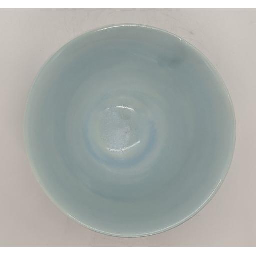 Small conical footed porcelain bowl, in green by Anne Richards, bespoke filled with hand poured candle