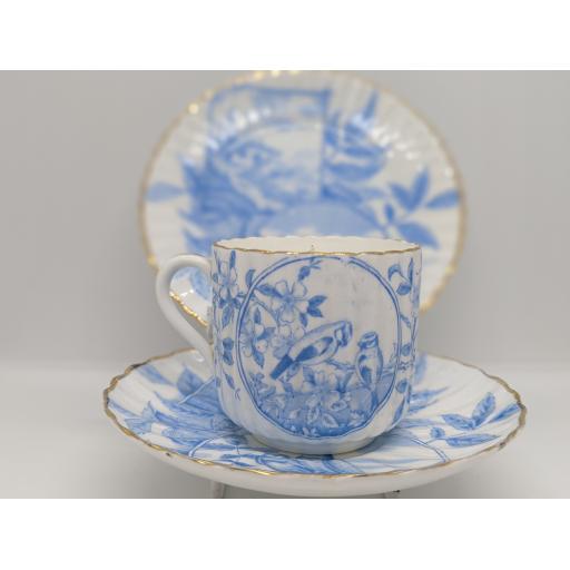 Aesthetic Movement blue and white tea trio c 1880