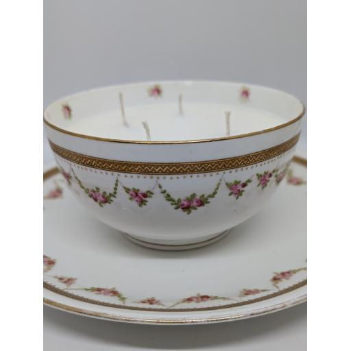 Edwardian Staffordshire slop bowl and plate c 1902